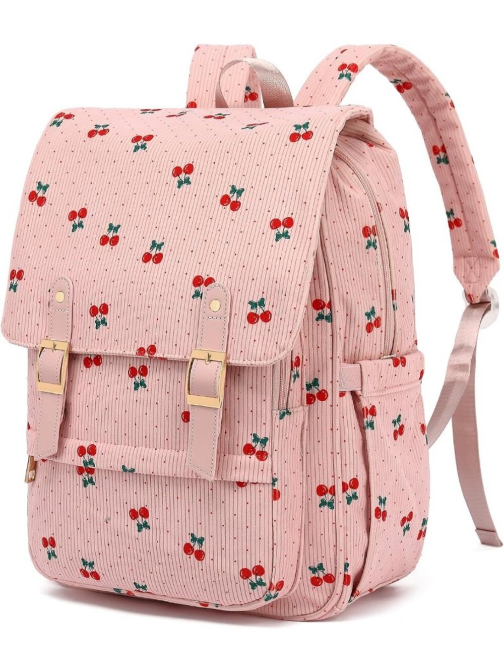 Stylish Corduroy Laptop Backpack for Women, 15.6" Travel Bookbag, Chic Daypack